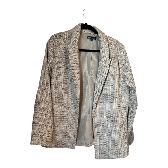 Democracy Birch Multi Long ButtonCuff Angled Pocket Single Breasted Blazer NWOT - Picture 5 of 14